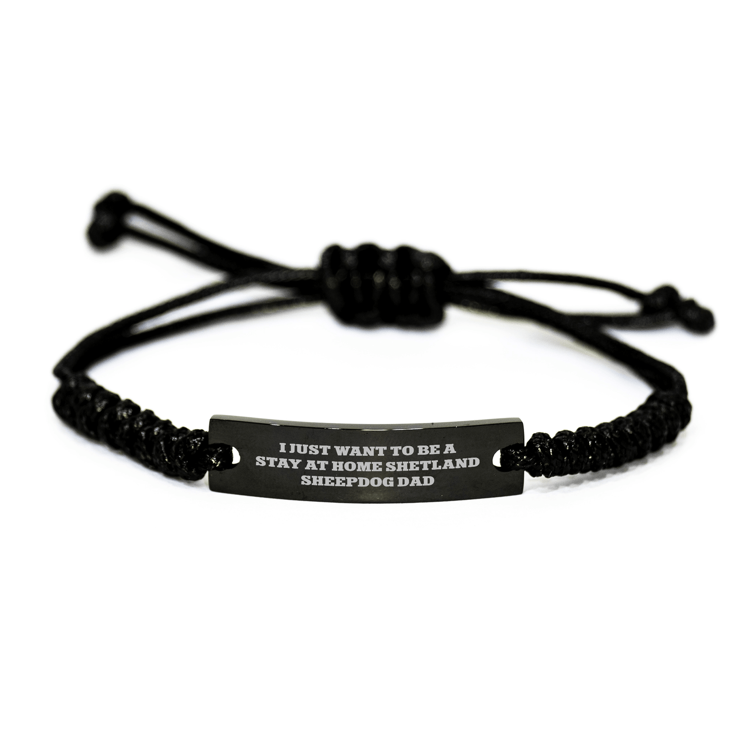 Shetland Sheepdog Dad Rope Bracelet, Funny Quote Gift from Men to Family, Adjustable Black Rope for Shetland Sheepdog Lovers on Father's Day Unique Gifts - The Buy Boom
