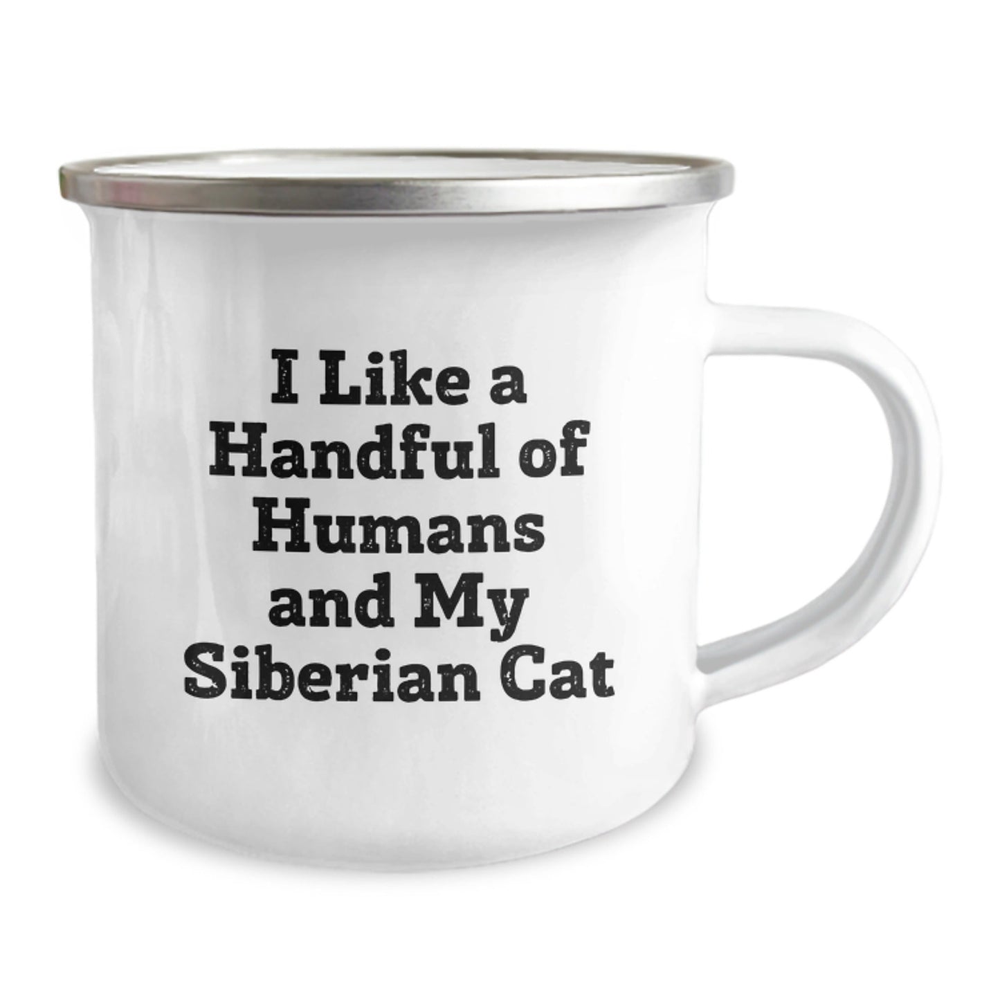 Siberian Cat Gifts for Men - Funny Camping Mug for Birthday by Friends from - 'I Like a Handful of Humans and My Siberian Cat' Quote - The Buy Boom