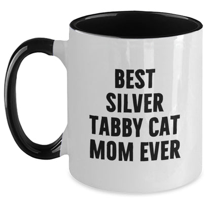 Silver Tabby Cat Mom Ever Funny Gifts from Friends and Family for Graduation Unique Two Tone Coffee Mug - The Buy Boom
