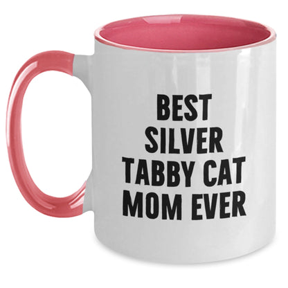 Silver Tabby Cat Mom Ever Funny Gifts from Friends and Family for Graduation Unique Two Tone Coffee Mug - The Buy Boom