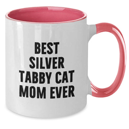 Silver Tabby Cat Mom Ever Funny Gifts from Friends and Family for Graduation Unique Two Tone Coffee Mug - The Buy Boom