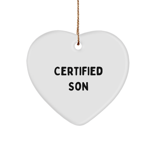 Son's Heartwarming Christmas Unique Gift from Mom - 'Certified Son' Quote, Heart Ornament, Gifts for Son, Men - The Buy Boom