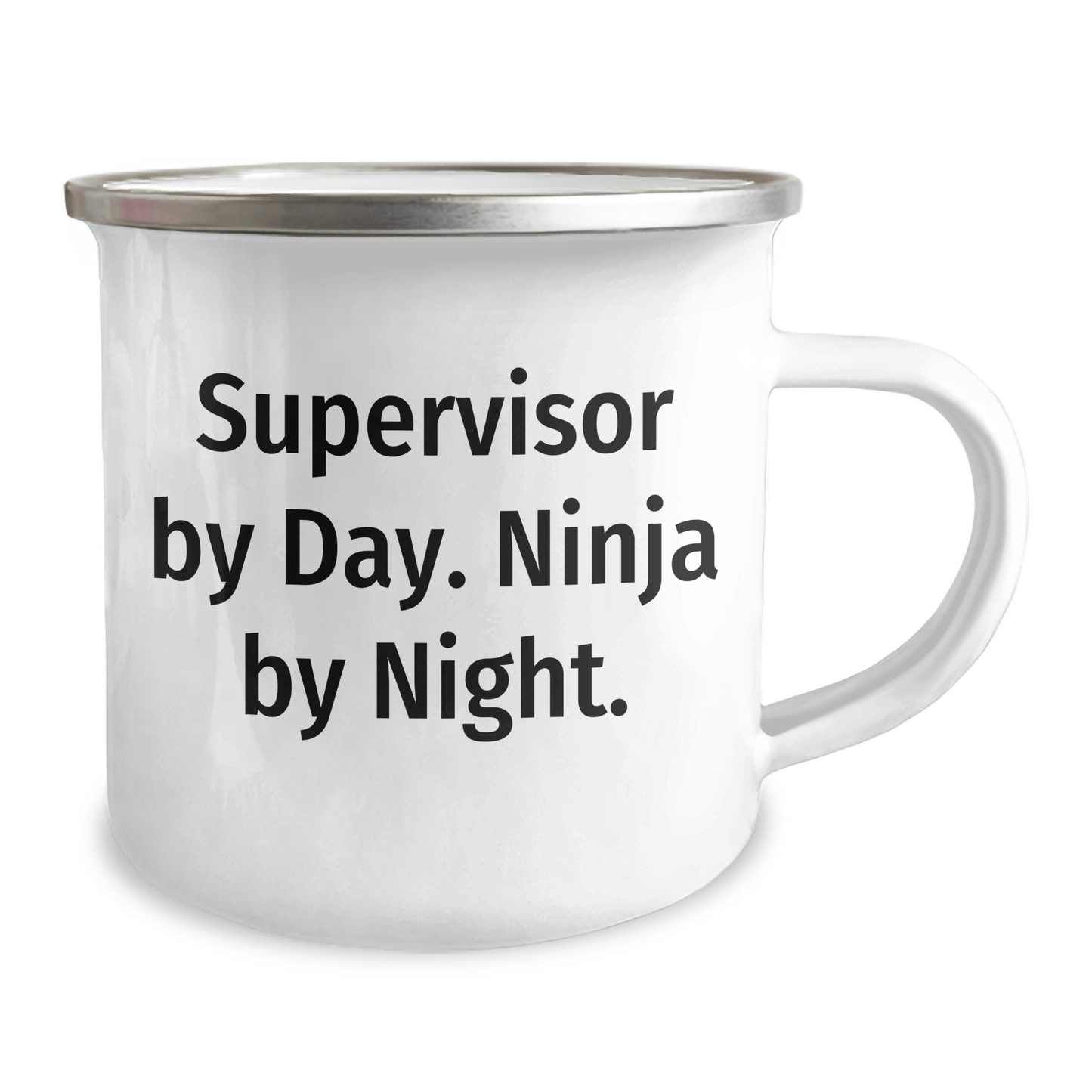 Supervisor Gifts from Friends, Funny Camping Mugs for Dad, Supervisor By Day. Ninja By Night. - 12 oz Stainless Steel Enamel Finish - The Buy Boom