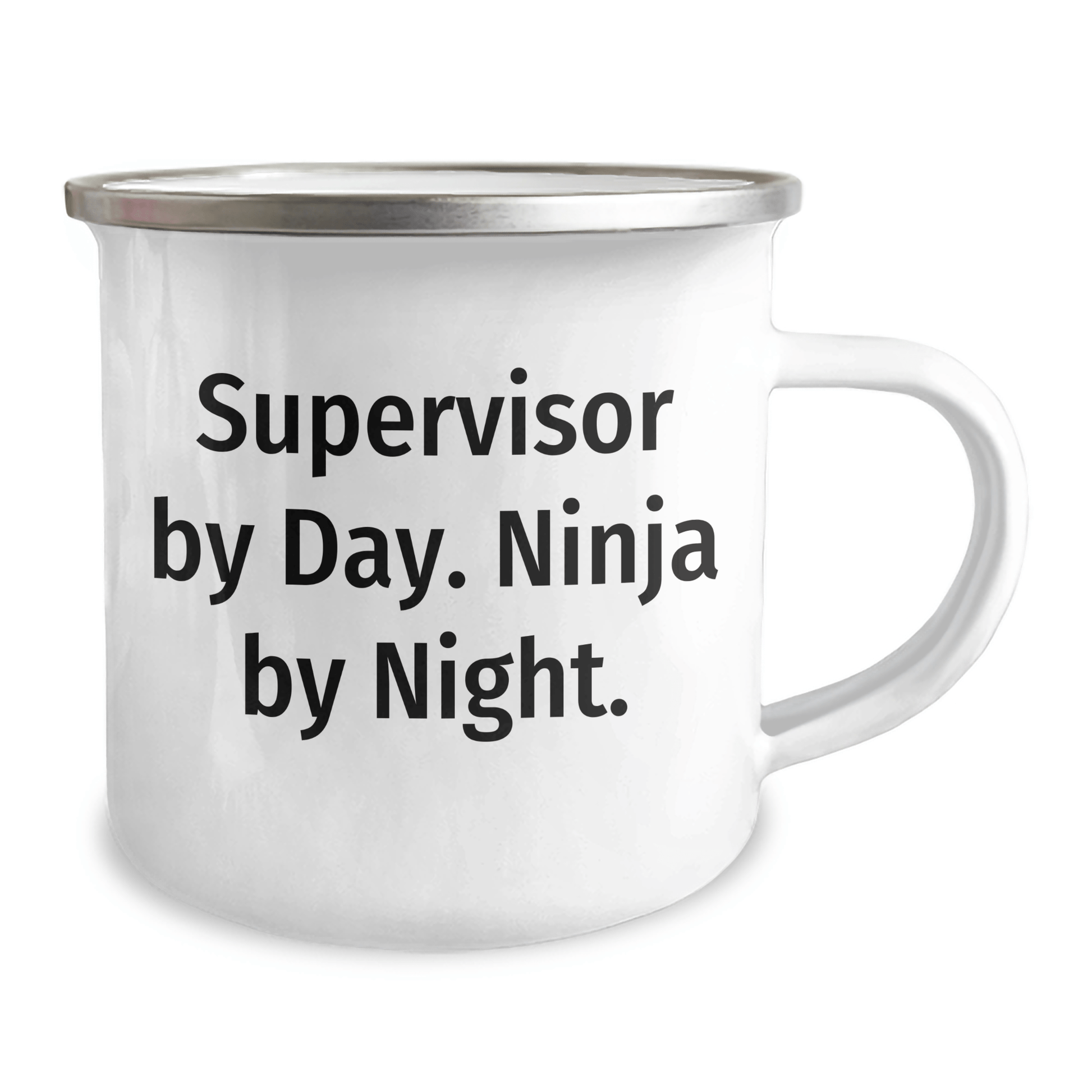 Supervisor Gifts from Friends, Funny Camping Mugs for Dad, Supervisor By Day. Ninja By Night. - 12 oz Stainless Steel Enamel Finish - The Buy Boom
