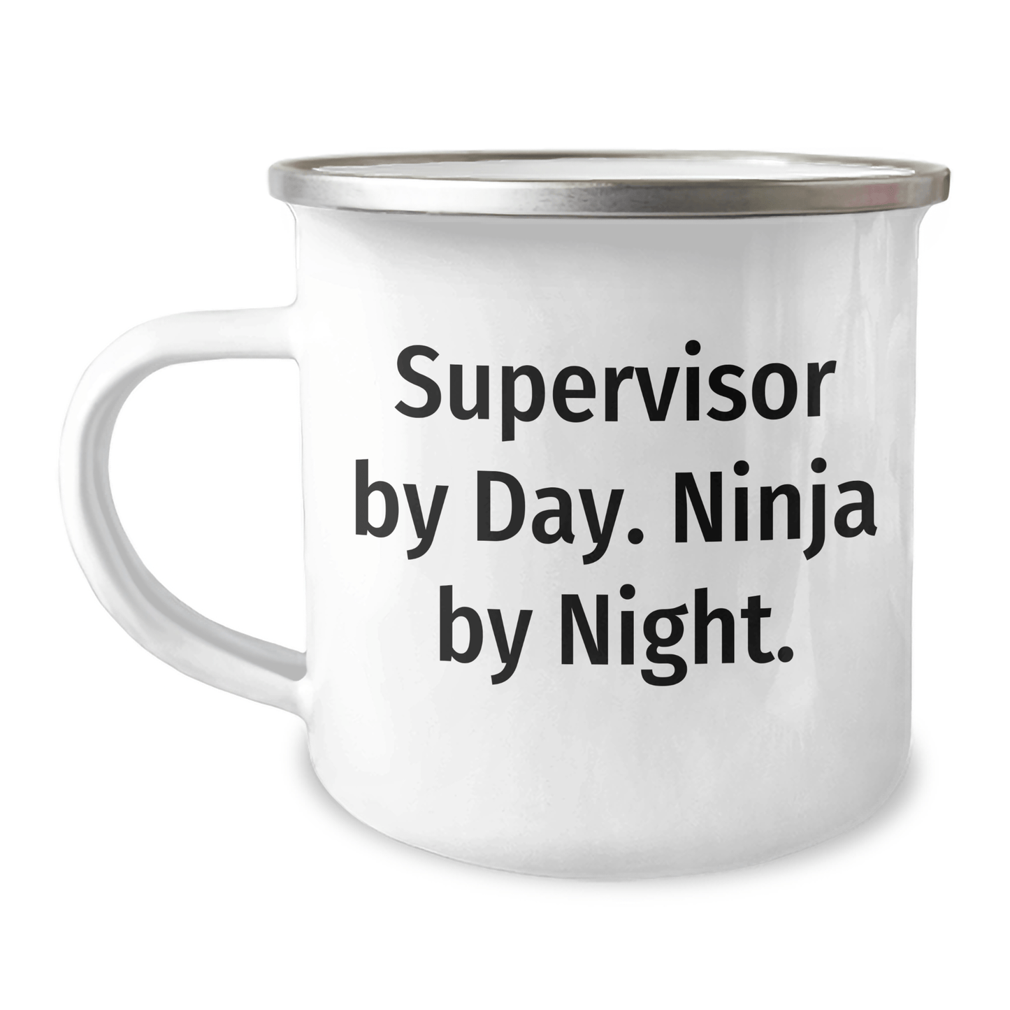 Supervisor Gifts from Friends, Funny Camping Mugs for Dad, Supervisor By Day. Ninja By Night. - 12 oz Stainless Steel Enamel Finish - The Buy Boom