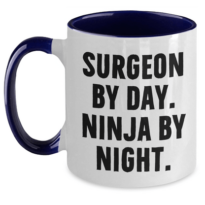 Surgeon Gifts: Funny 'Surgeon By Day. Ninja By Night.' Two Tone Coffee Mug for Father's Day - The Buy Boom