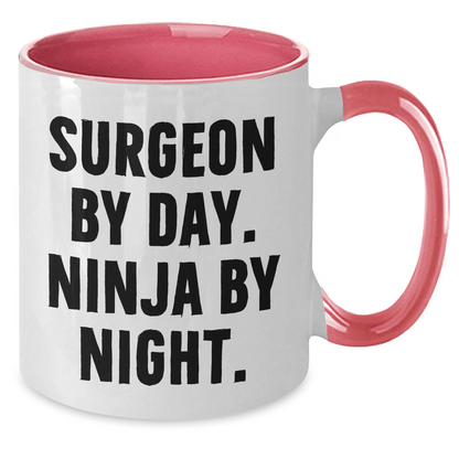 Surgeon Gifts: Funny 'Surgeon By Day. Ninja By Night.' Two Tone Coffee Mug for Father's Day - The Buy Boom