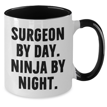 Surgeon Gifts: Funny 'Surgeon By Day. Ninja By Night.' Two Tone Coffee Mug for Father's Day - The Buy Boom