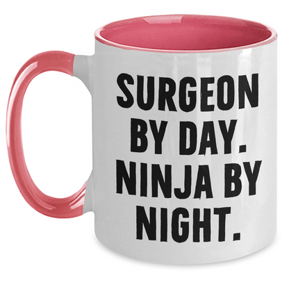 Surgeon Gifts: Funny 'Surgeon By Day. Ninja By Night.' Two Tone Coffee Mug for Father's Day - The Buy Boom