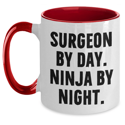 Surgeon Gifts: Funny 'Surgeon By Day. Ninja By Night.' Two Tone Coffee Mug for Father's Day - The Buy Boom