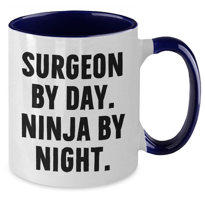 Surgeon Gifts: Funny 'Surgeon By Day. Ninja By Night.' Two Tone Coffee Mug for Father's Day - The Buy Boom