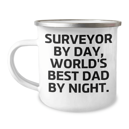 Surveyor Gifts, Camping Mug, 'Surveyor By Day, World's Best Dad By Night.', Funny Quote, Father's Day - The Buy Boom
