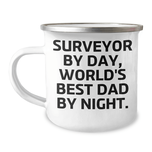 Surveyor Gifts, Camping Mug, 'Surveyor By Day, World's Best Dad By Night.', Funny Quote, Father's Day - The Buy Boom