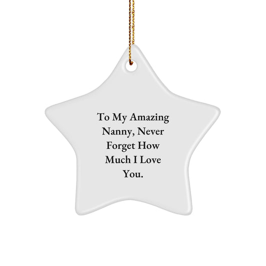 Sweet Gifts from Family to My Amazing Nanny, 'To My Amazing Nanny, Never Forget How Much I Love You.' - Star Ornament for Christmas - The Buy Boom