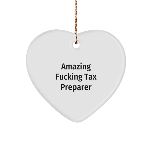 Tax Preparer's Heart, Funny Quote, White Heart Ornament, Gifts from Family for Christmas - The Buy Boom