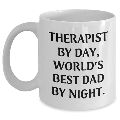 Therapist Gifts, World's Best Dad, Funny Quote on White Coffee Mug, Gifts from Family, Gifts for Therapist by Day - The Buy Boom