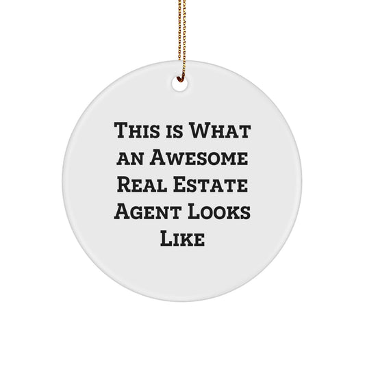 'This Is What An Awesome Real Estate Agent Looks Like' Real Estate Agent Gifts from Friends and Family, Unique Circle Ornament for Christmas, Real Estate Agent Decor - The Buy Boom