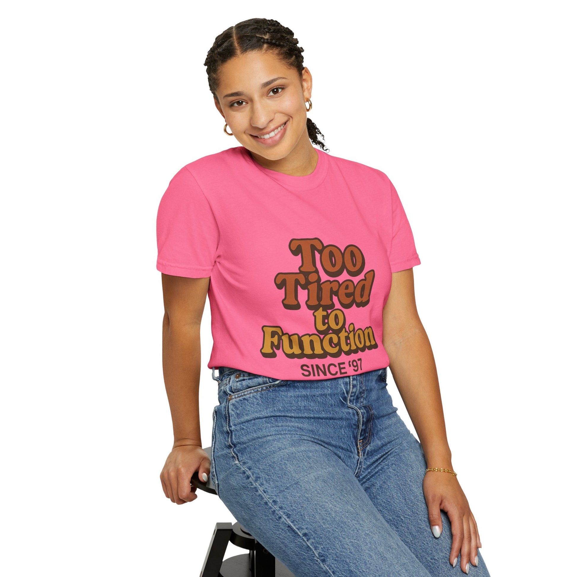 Too Tired to Function T-Shirt – Retro Unisex Graphic Tee | Funny Gift for Friends | 90s - Inspired Humor Shirt - The Buy Boom