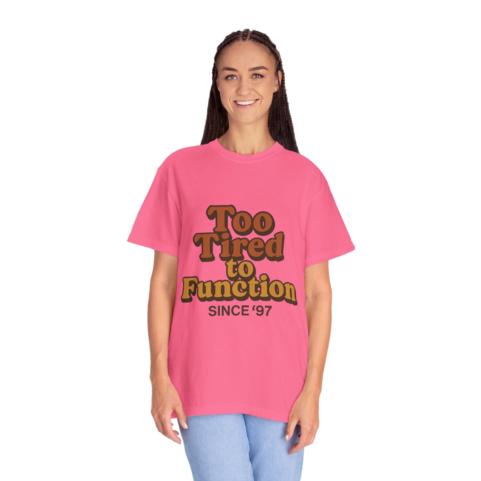 Too Tired to Function T-Shirt – Retro Unisex Graphic Tee | Funny Gift for Friends | 90s - Inspired Humor Shirt - The Buy Boom