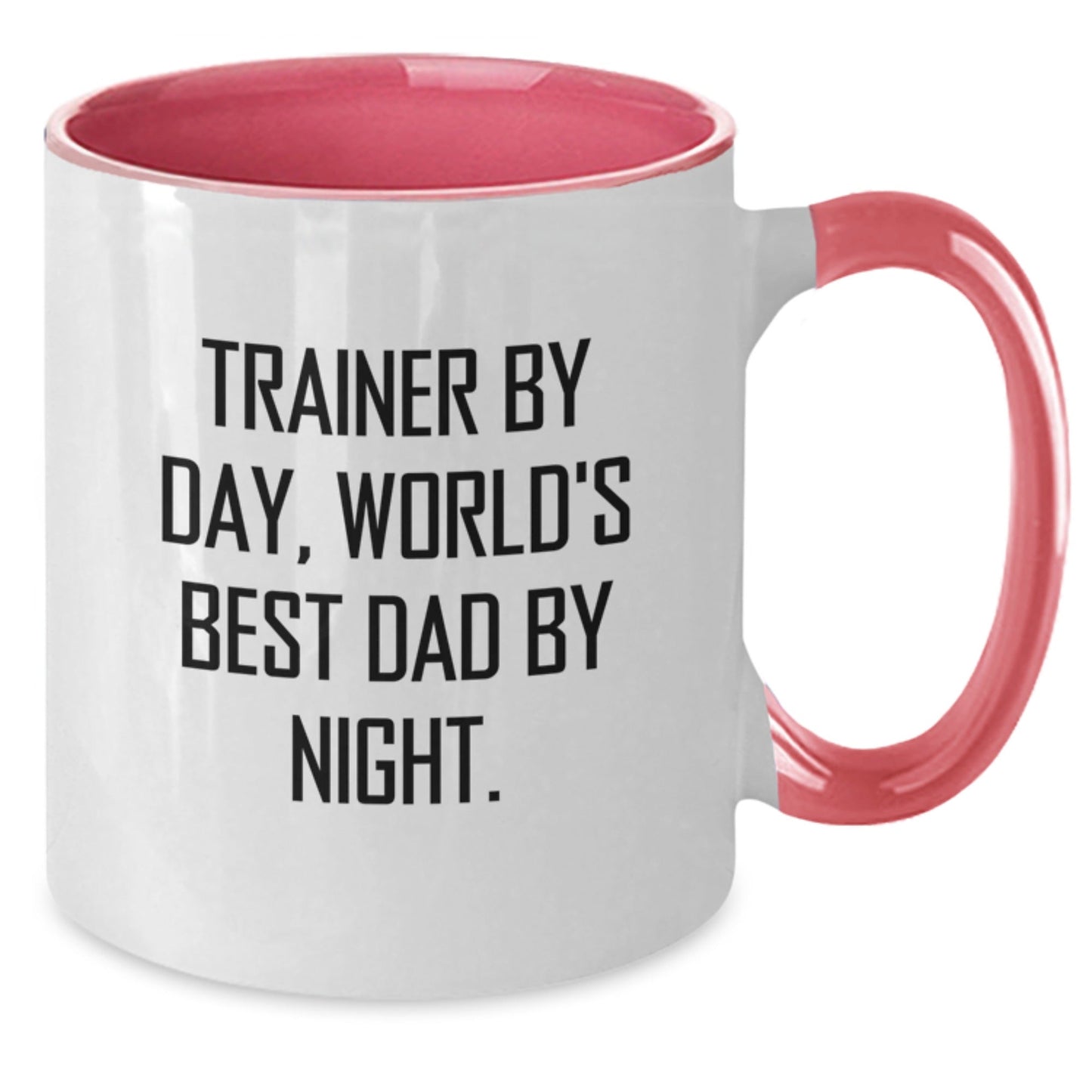 Trainer Gifts from Men, Funny Two Tone Coffee Mugs for Birthday, 'Trainer By Day, World's Best Dad By Night.' Quote - The Buy Boom