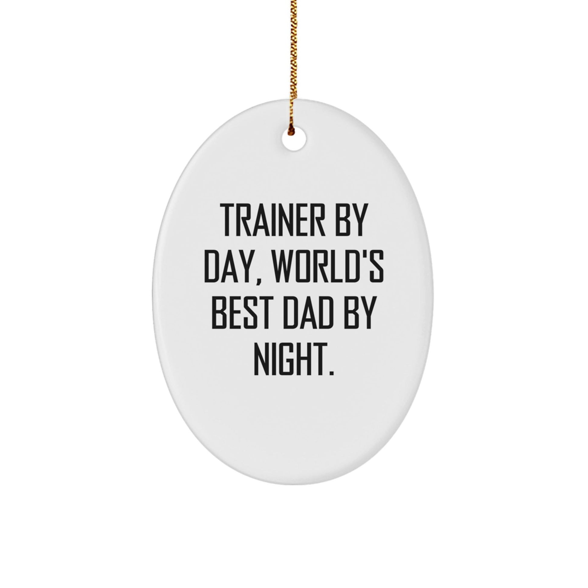 Trainer Gifts from Men, Unique Oval Ornament for Trainer By Day, World's Best Dad By Night., Funny Christmas Decorations - The Buy Boom