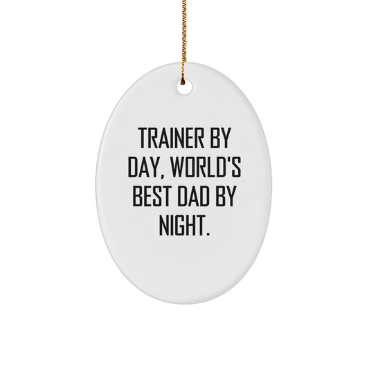 Trainer Gifts from Men, Unique Oval Ornament for Trainer By Day, World's Best Dad By Night., Funny Christmas Decorations - The Buy Boom