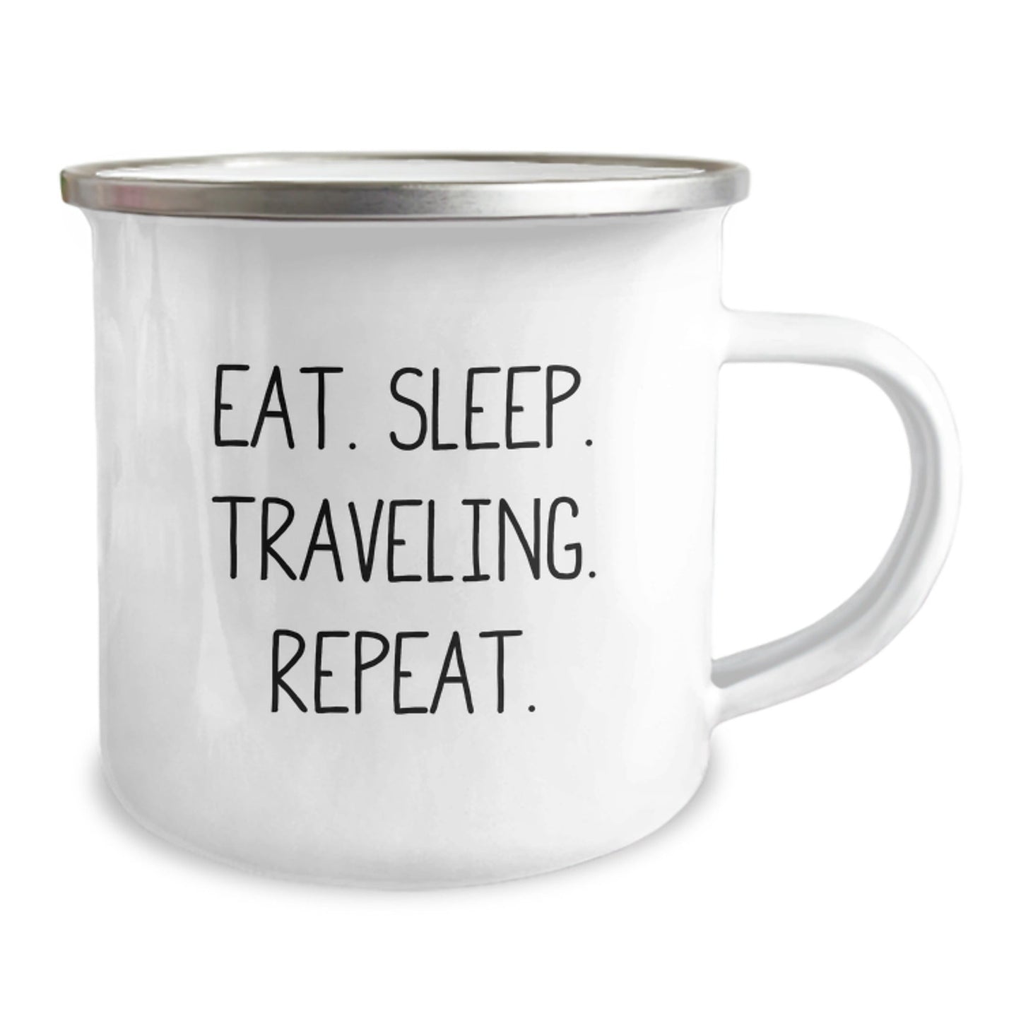 Traveling Mug for Graduation Gifts from Friends - Eat. Sleep. Traveling. Repeat. - Camping Mug for Adventurous Men and Women - The Buy Boom
