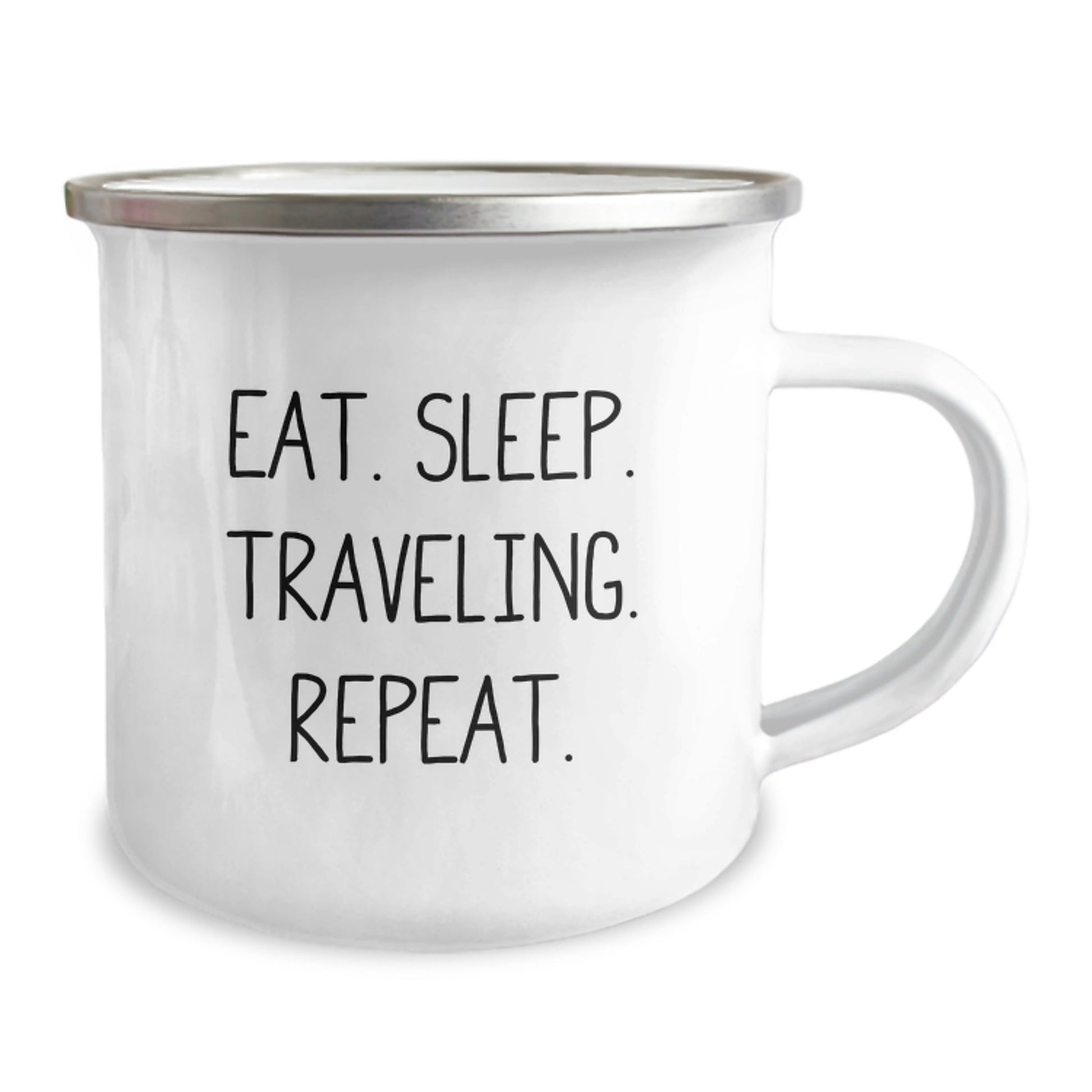 Traveling Mug for Graduation Gifts from Friends - Eat. Sleep. Traveling. Repeat. - Camping Mug for Adventurous Men and Women - The Buy Boom