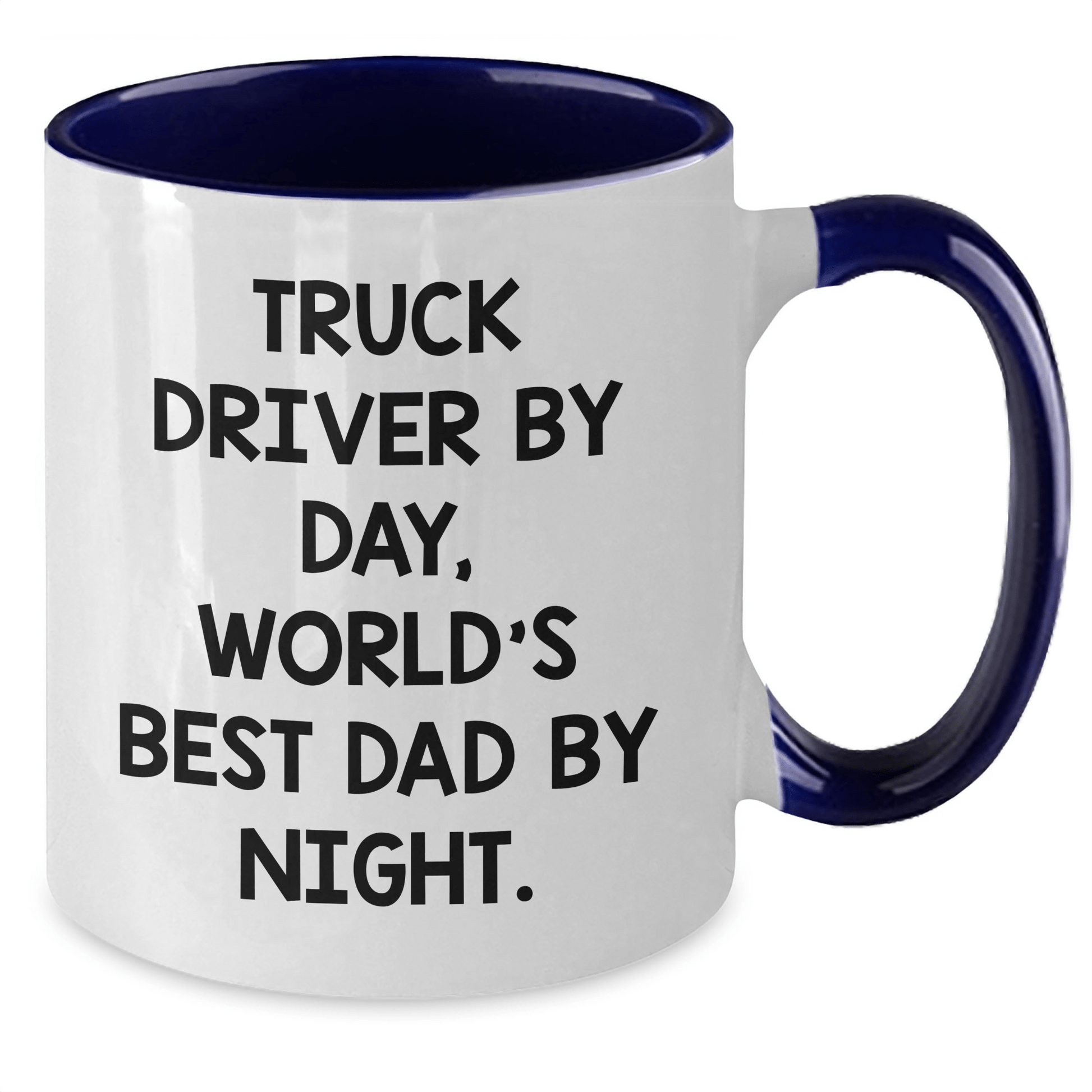Truck Driver Gifts from Men - Two Tone Coffee Mug, Funny Quote 'Truck Driver By Day, World's Best Dad By Night' - Father's Day Unique Gifts for Men - The Buy Boom