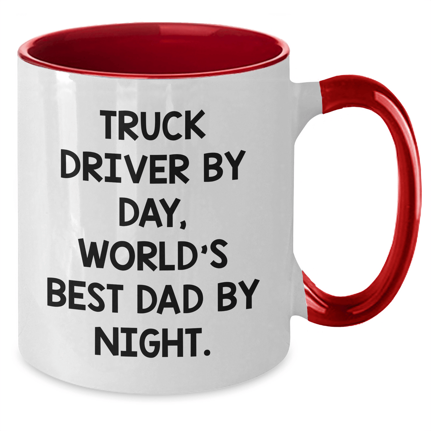 Truck Driver Gifts from Men - Two Tone Coffee Mug, Funny Quote 'Truck Driver By Day, World's Best Dad By Night' - Father's Day Unique Gifts for Men - The Buy Boom