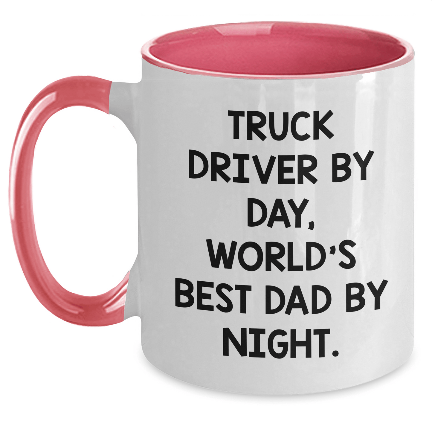 Truck Driver Gifts from Men - Two Tone Coffee Mug, Funny Quote 'Truck Driver By Day, World's Best Dad By Night' - Father's Day Unique Gifts for Men - The Buy Boom