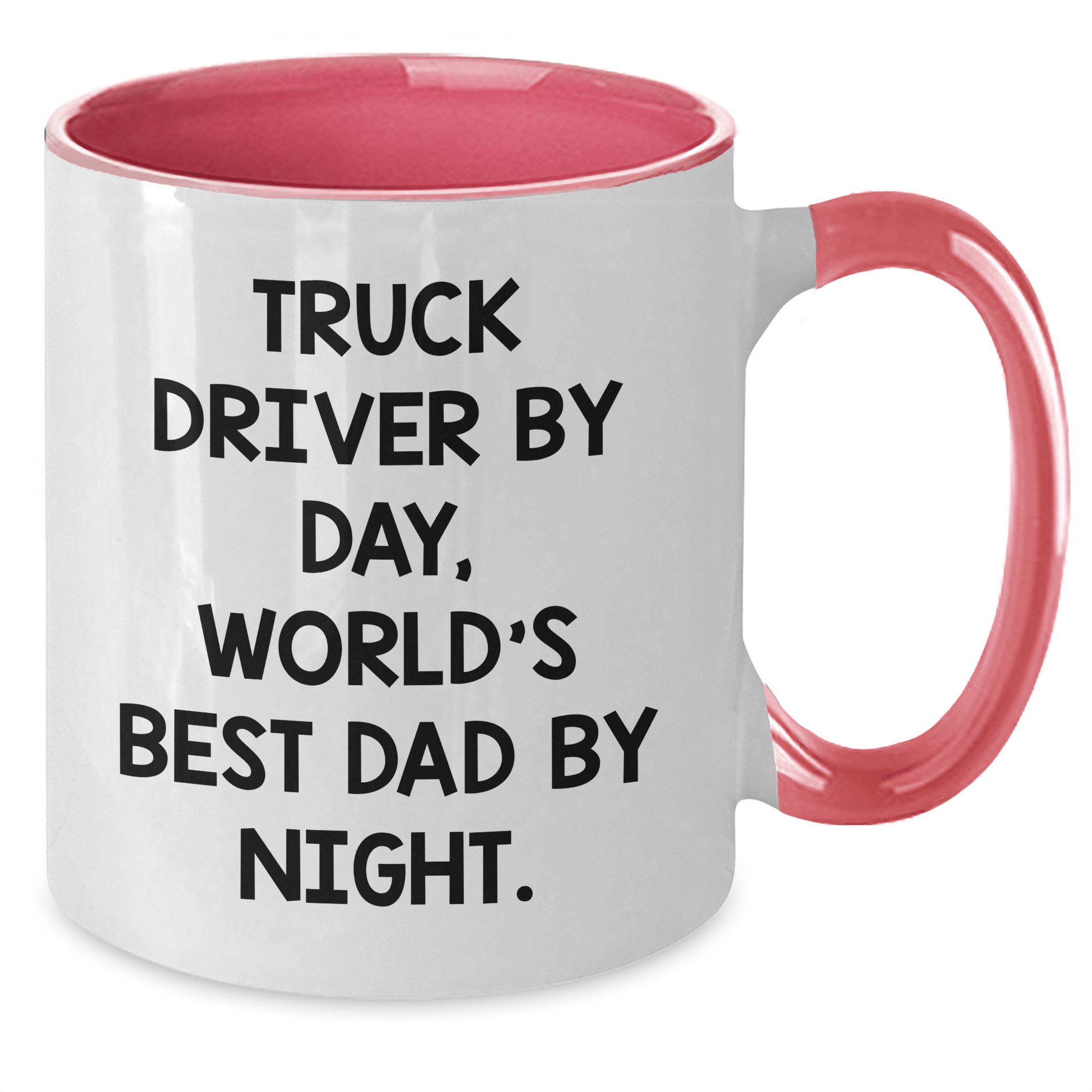 Truck Driver Gifts from Men - Two Tone Coffee Mug, Funny Quote 'Truck Driver By Day, World's Best Dad By Night' - Father's Day Unique Gifts for Men - The Buy Boom