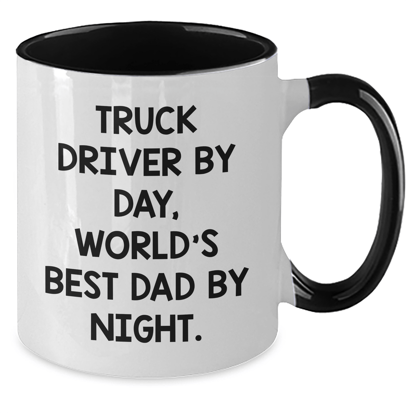Truck Driver Gifts from Men - Two Tone Coffee Mug, Funny Quote 'Truck Driver By Day, World's Best Dad By Night' - Father's Day Unique Gifts for Men - The Buy Boom