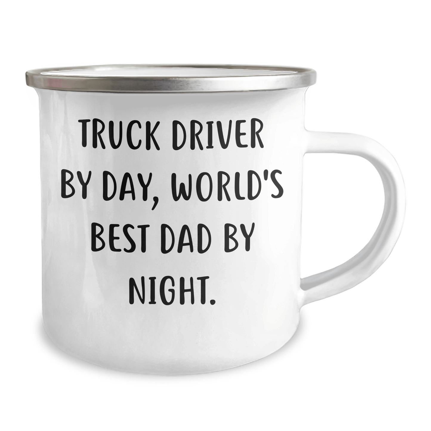 Truck Driver Gifts from Men - World's Best Dad Camping Mug, Funny Quote, 12 oz Stainless Steel with Enamel Finish, Perfect for Father's Day - The Buy Boom