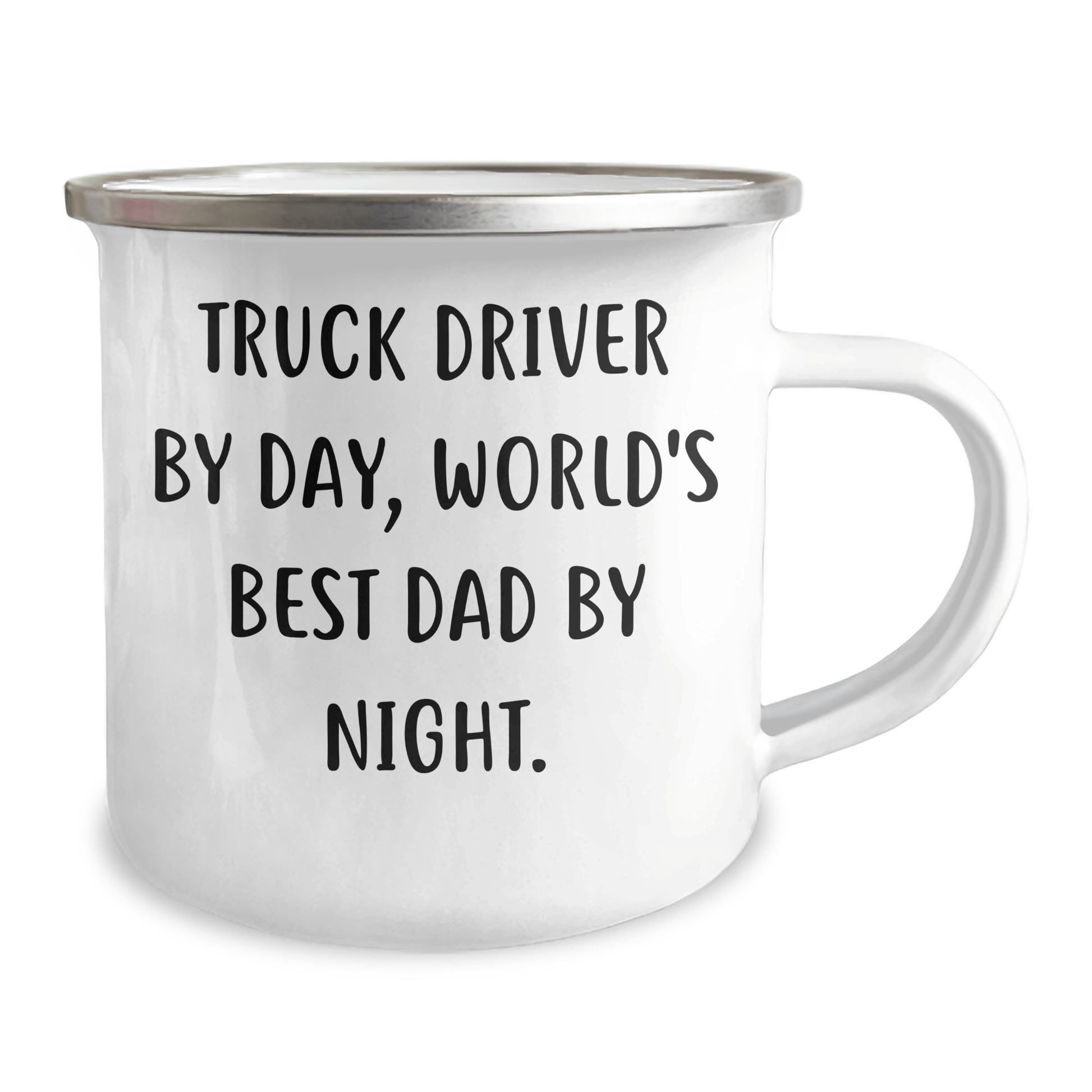 Truck Driver Gifts from Men - World's Best Dad Camping Mug, Funny Quote, 12 oz Stainless Steel with Enamel Finish, Perfect for Father's Day - The Buy Boom
