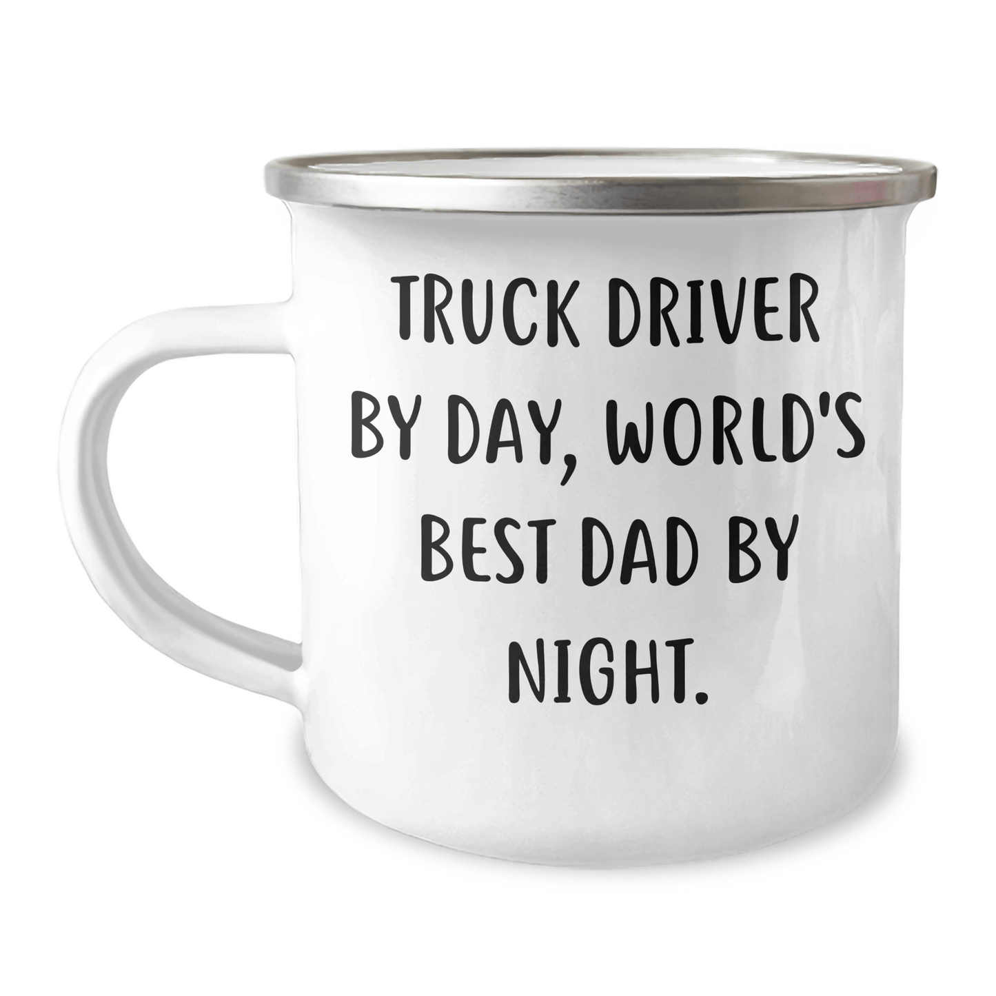 Truck Driver Gifts from Men - World's Best Dad Camping Mug, Funny Quote, 12 oz Stainless Steel with Enamel Finish, Perfect for Father's Day - The Buy Boom