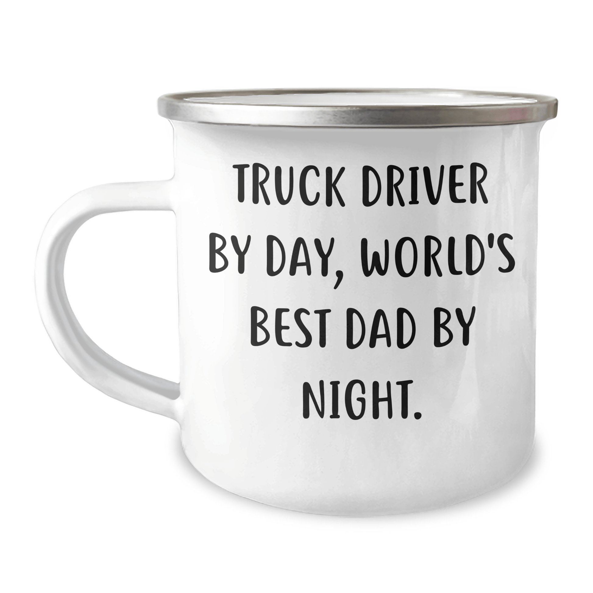 Truck Driver Gifts from Men - World's Best Dad Camping Mug, Funny Quote, 12 oz Stainless Steel with Enamel Finish, Perfect for Father's Day - The Buy Boom