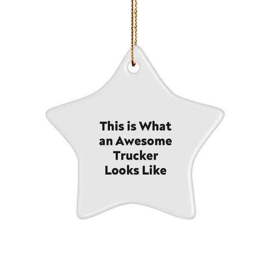 Trucker Gifts from Friends - This Is What An Awesome Trucker Looks Like Star Ornament, Perfect for Christmas - The Buy Boom