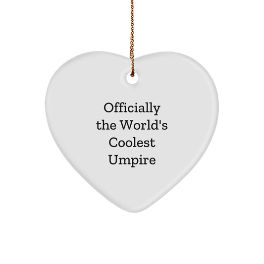 Umpire Gifts from Friends, Umpire Heart Ornament, 'Officially The World's Coolest Umpire', Funny Umpire Gifts for Umpire, Christmas Unique Gifts - The Buy Boom