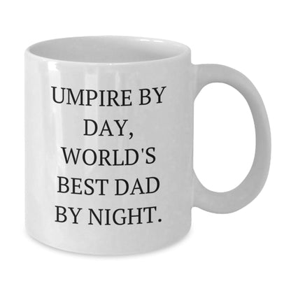 Umpire Humor Funny Gifts for Umpire by Day World's Best Dad by Night, Unique Birthday White Coffee Mug, 11oz or 15oz - The Buy Boom