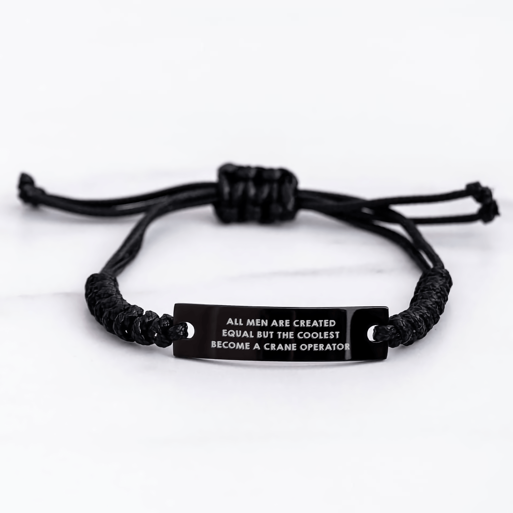 Unique Crane Operator Gifts for Men, Funny Rope Bracelet with Quote 'All Men Are Created Equal But The Coolest Become A Crane Operator', Father's Day Present from Men to Crane Operator - The Buy Boom