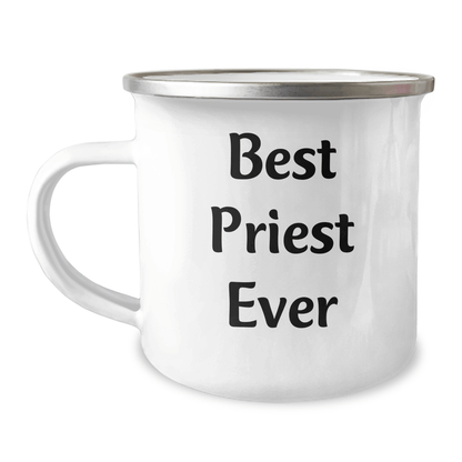 Unique Gifts for Best Priest Ever Funny Camping Mug for Father's Day, Gifts from Men to Priest, 12 oz Stainless Steel with Enamel Finish - The Buy Boom