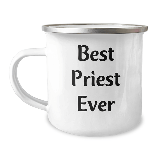 Unique Gifts for Best Priest Ever Funny Camping Mug for Father's Day, Gifts from Men to Priest, 12 oz Stainless Steel with Enamel Finish - The Buy Boom