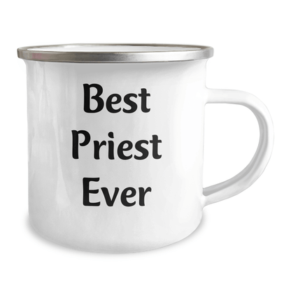 Unique Gifts for Best Priest Ever Funny Camping Mug for Father's Day, Gifts from Men to Priest, 12 oz Stainless Steel with Enamel Finish - The Buy Boom