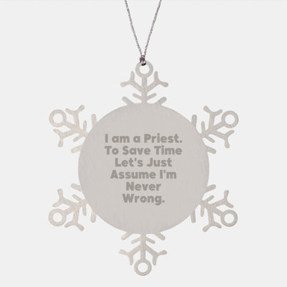 Unique Gifts from Friends for Priest with Funny Snowflake Ornament Stainless Steel - The Buy Boom