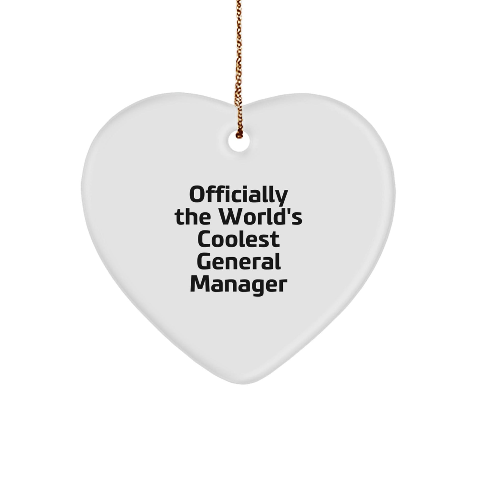 Unique Gifts from Men, General Manager Friends, or Family - Funny Heart Ornament for Christmas, General Manager Gifts, Officially The World's Coolest General Manager - The Buy Boom