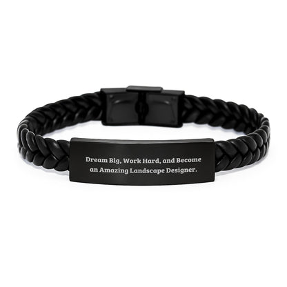 Unique Inspirational Gifts for Landscape Designer - Interlaced Leather Bracelet, Stainless Steel Engraved, Gifts from Friends, Family for Him, Her - Christmas Unique Presents - The Buy Boom