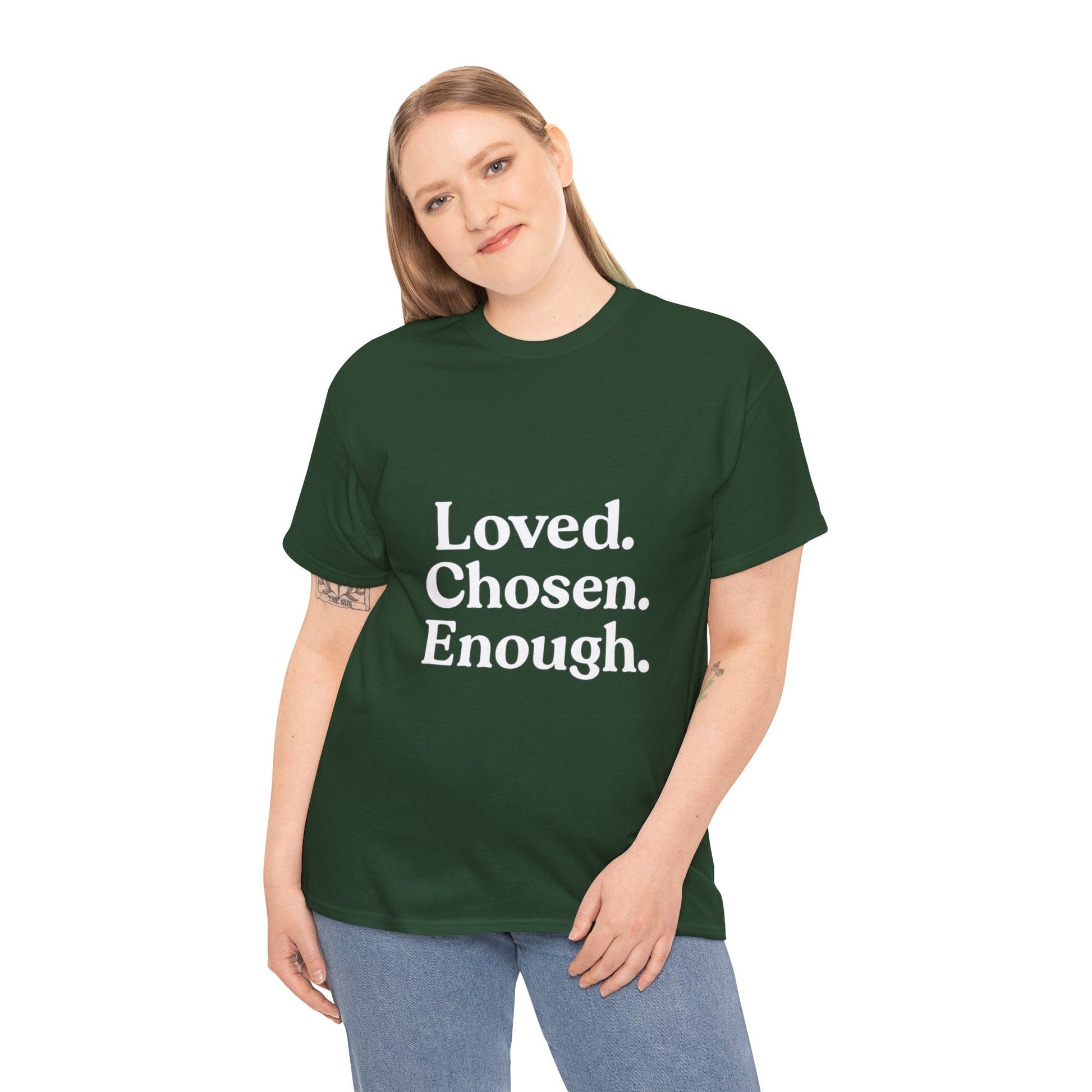 Unisex Cotton Tee - "Loved. Chosen. Enough." Inspirational Apparel - The Buy Boom