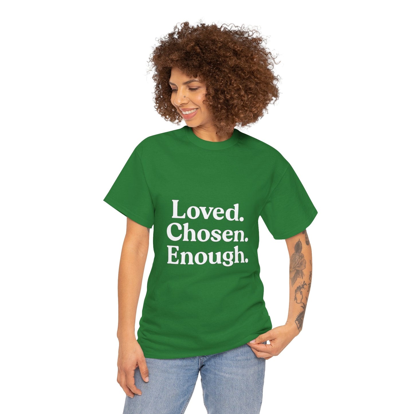Unisex Cotton Tee - "Loved. Chosen. Enough." Inspirational Apparel - The Buy Boom