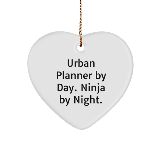 Urban Planner Gifts from Friends - Heart Ornament By Day. Ninja By Night. - Funny Christmas Unique Gift for Urban Planner - The Buy Boom
